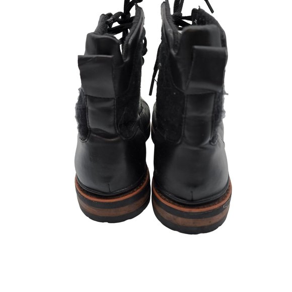 Zara Man Combat Boots Mens 41 Cap Toe Mid Winter Snow  Black Leather / Wool main image 5